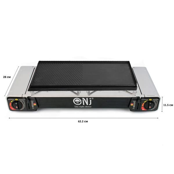 Hot plate on a double burner camping stove
