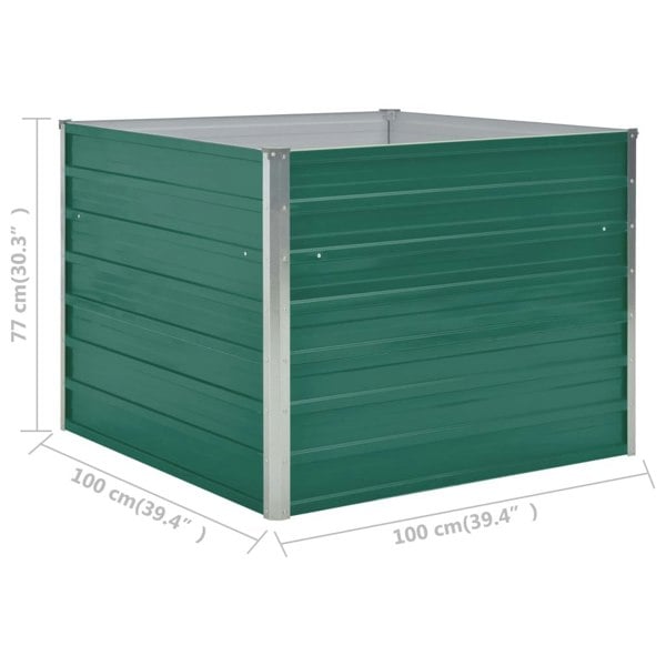 Berkfield Raised Garden Bed 100x100x77 cm Galvanised Steel Green