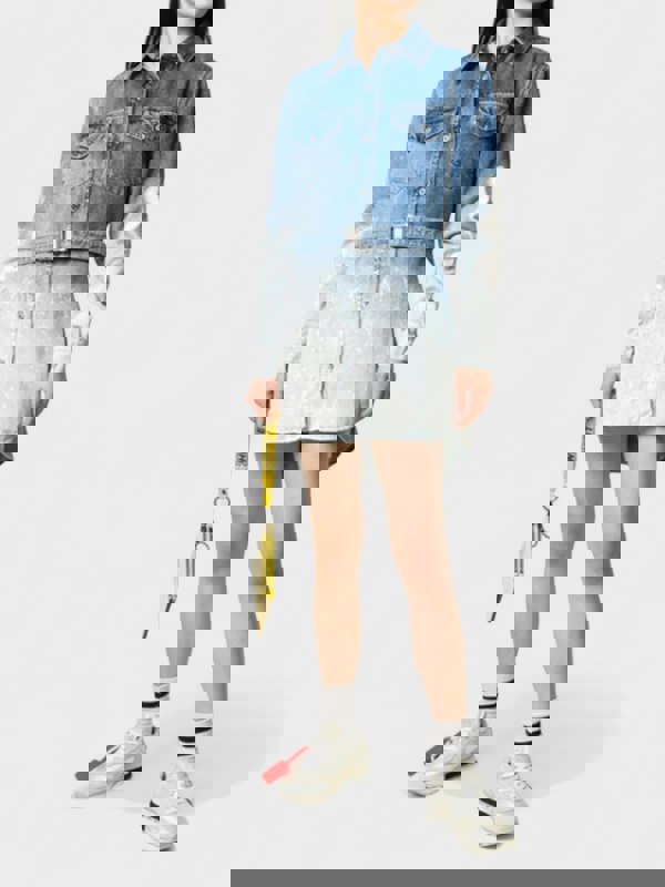 Off-White Bleach Painted Belted Denim Dress