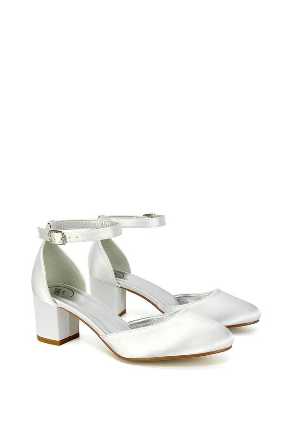 XY LONDON Chunky Strappy Mid Block High Heels Court Shoes