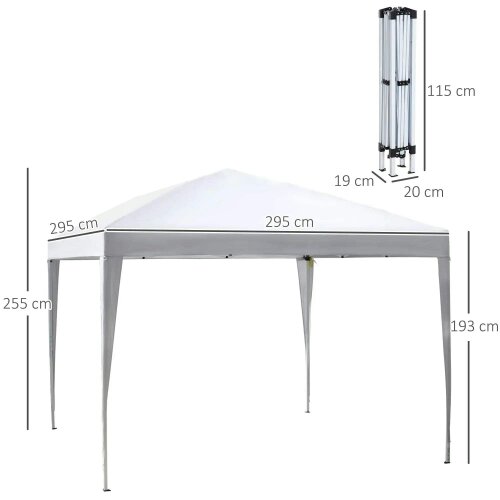 3 x 3M Garden Pop Up Gazebo Height Adjustable Marquee Party Tent Wedding Canopy with Carrying Bag, White