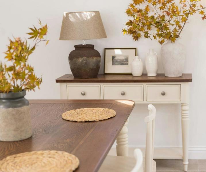 Statement Furniture Queensbury Large Dining Table with Oak Top