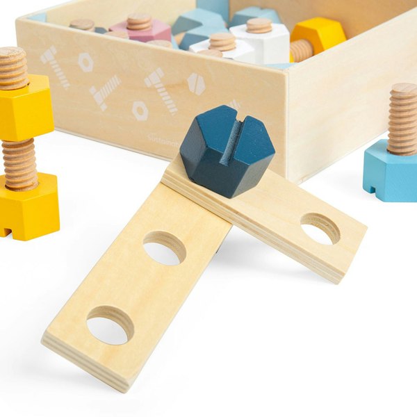 Bigjigs Toys Crate Of 20 Wooden Nuts And Bolts