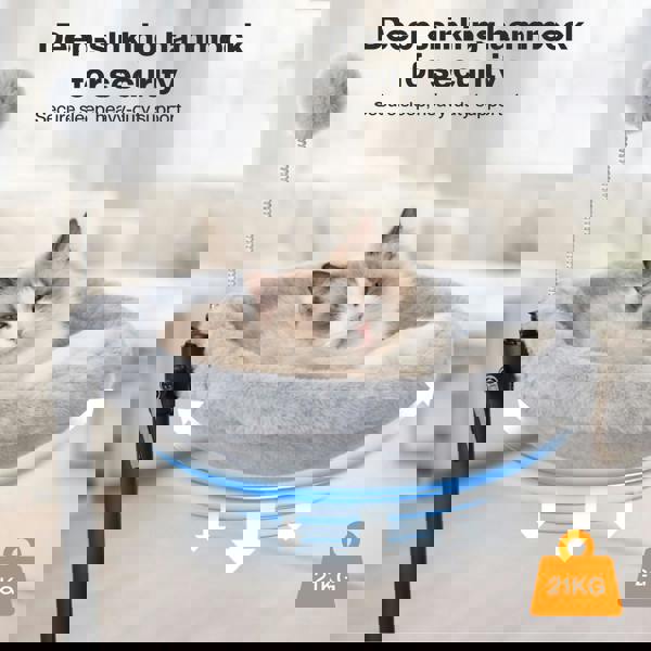 Skylos Cat Bed for Desk 360° Rotating Hammock Adjustable Height Plush Mesh Grey