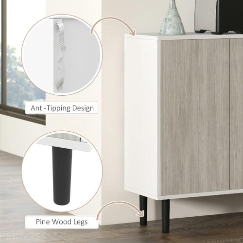 Wyld Haus Sosule White and Grey Sideboard With 4 Doors and 2 Shelves
