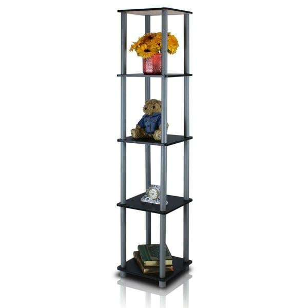 WALPLUS Turn-N-Tube 5-Tier Corner Square Rack Display Shelf, Black/Grey perfect for organized storage and display