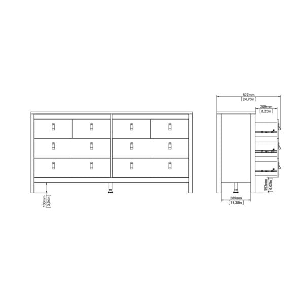 Wyld Haus Gossmere Hickory Oak Effect Chest 8 Drawers