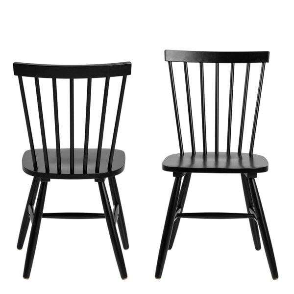 Wyld Haus Set of 2 Freya Black Wooden Dining Chairs Slatted Back