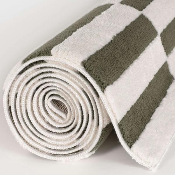 Loft Striped Green Rug Non-shedding, easy care.