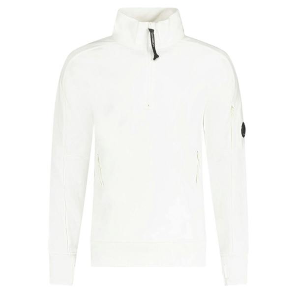 CP Company Lens Quarter Zip Sweatshirt White - chancefashionco