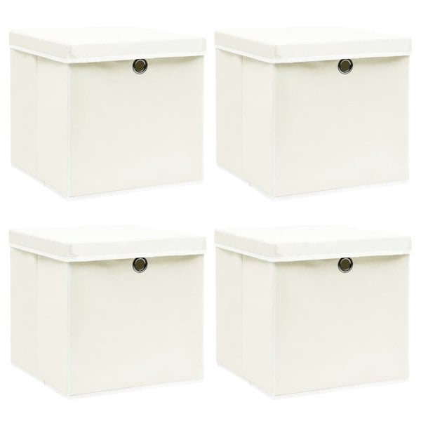 Berkfield Storage Boxes with Lids 4 pcs White 32x32x32 cm Fabric