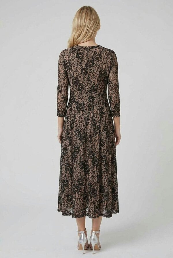 Izabel London Floral Texture 3/4 Sleeve Midi Dress