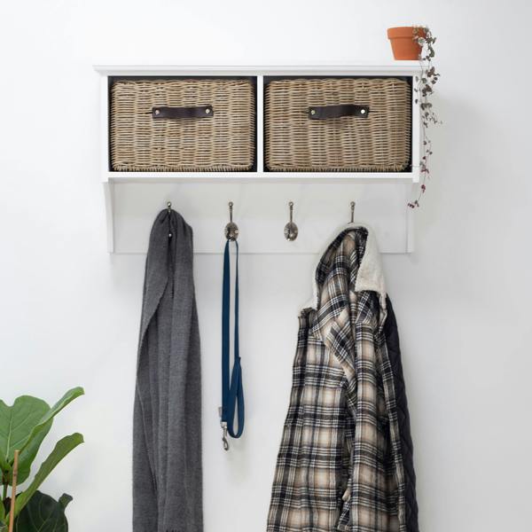 Tetbury Wall Coat Rack with 2 Strong Storage Baskets