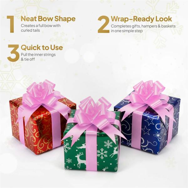 50mm Light Pink Pull Bows, 10 to 60 Pack Ribbon Bows for Gift Wrapping and Party Decor image 1
