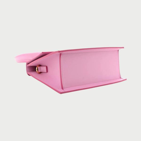 Supplied Fashion Le Grand Chiquito light pink leather handbag, side view showing structured base and gold hardware.