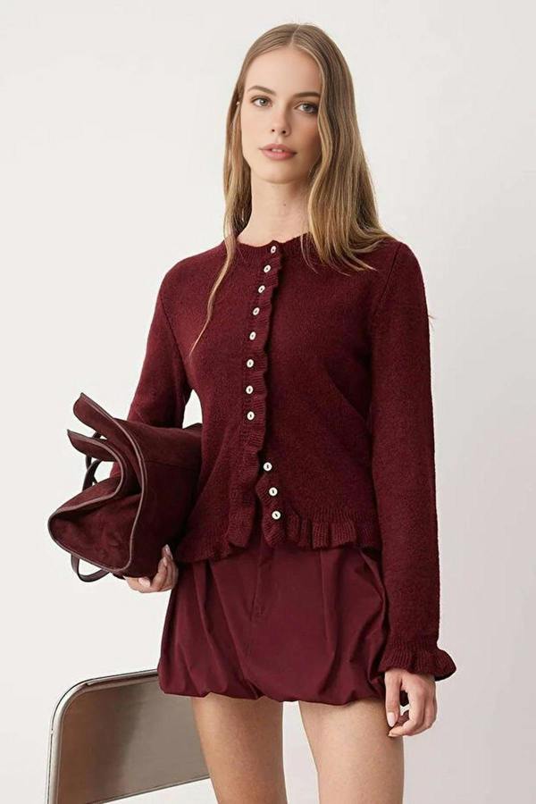 WOVCOR Soft Textured Knit Cardigan with Button Details