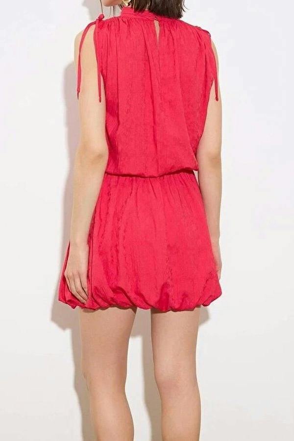 WOVCOR Mini Woven Dress with Balloon Skirt Detail