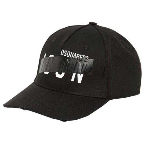 Dsquared Icon Tape Icon Tape Cotton Cap   in  Black