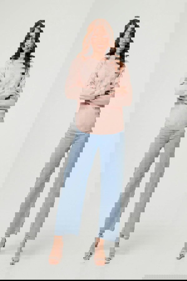 Pink | Sparkle Detail Floral Embroidered Jumper
