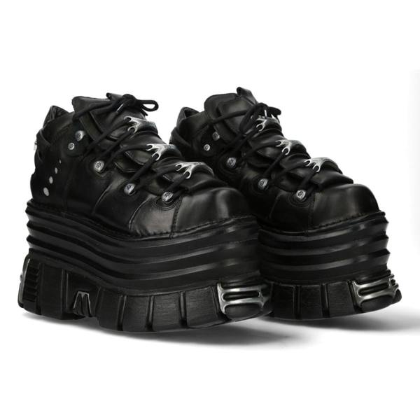 New Rock M-106-C181 Black Gothic Punk Chunky Platform Ankle Boots