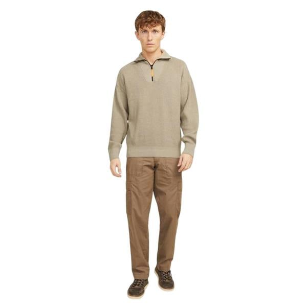 Jack And Jones Mens Rib Knit Relaxed Fit Raglan Jumper - Crockery - 