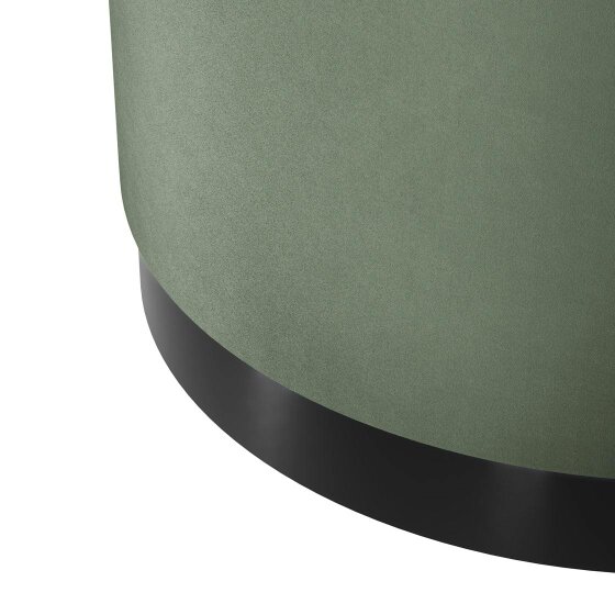 Wyld Haus Kalua Large Sage Green Round Velvet Stool Matt Black Base