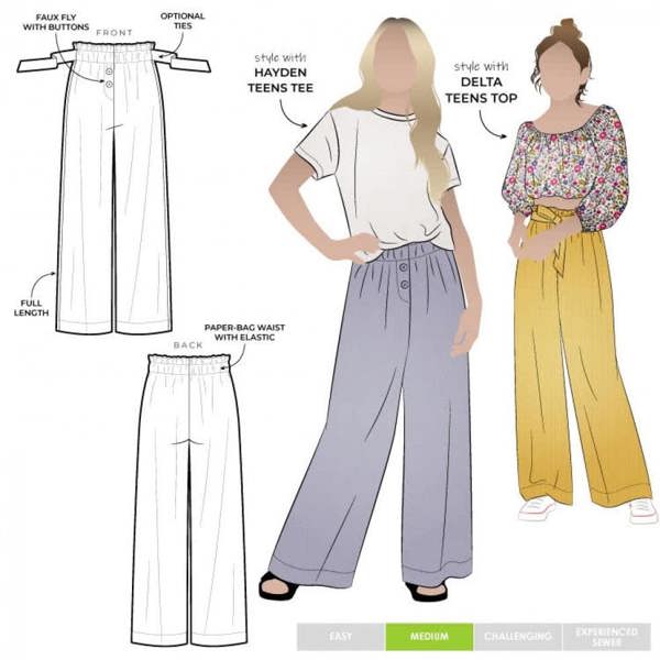 Style Arc Sewing Pattern Kids Olive Pants - Trousers for Kids, Teenagers - Intermediate