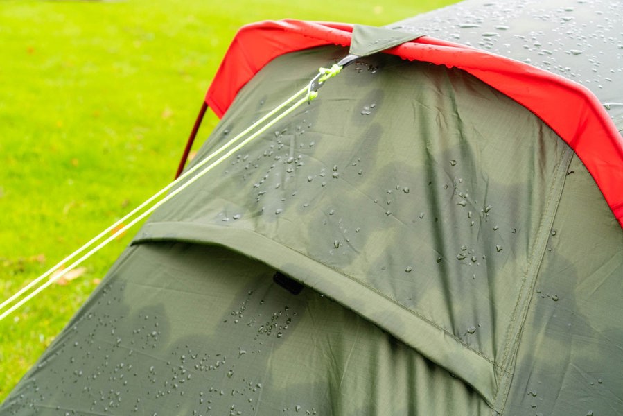 A close up of the vent and guy rope of the OLPRO Beckford Lightweight 2 Person Tent (Ripstop)