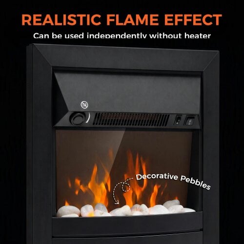 HOMCOM Electric Fireplace Stove Freestanding/Inset, 1000W/2000W