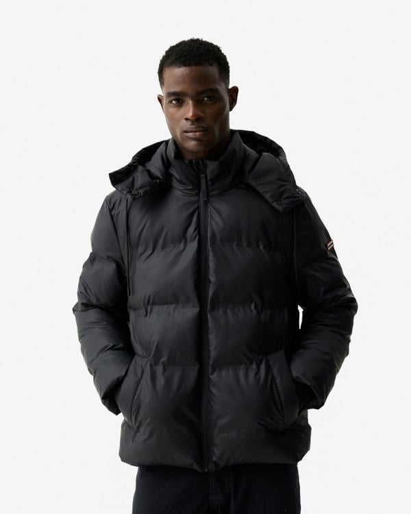 Hunter Wiley Mens PU Coated Puffer Jacket - Black