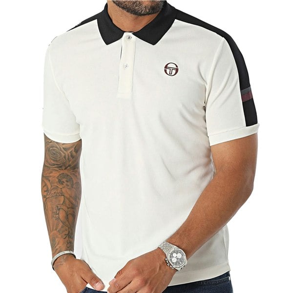 Sergio Tacchini Cross Stripe Polo Shirt Gardenia/Black