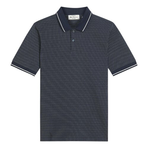 Ben Sherman Mens Jacquard Polo Shirt - Dark Navy