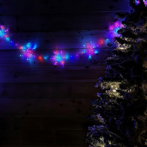 Samuel Alexander 2.6m Set of 10 Snowflake Curtain Lights 258 Rainbow LEDs MicroBrights String Lights