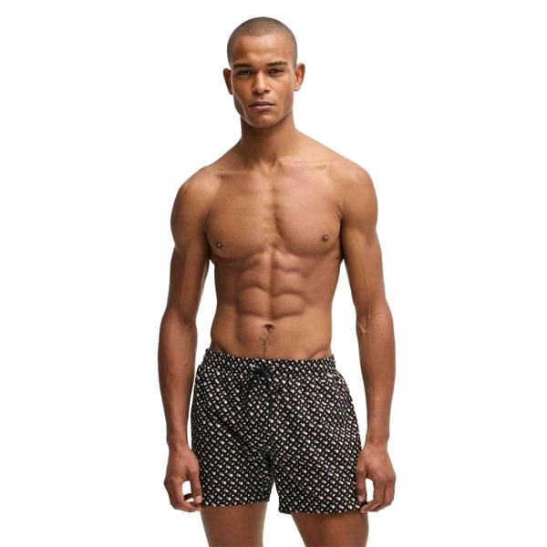 Boss Mens Geometric Quick Dry Swim Shorts - Black - 