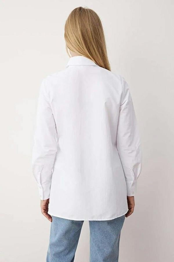 WOVCOR Double-Breasted Woven Shirt with  Pleated Detail