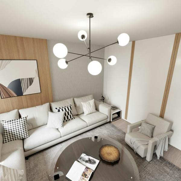 Emibig LINEAR Pendant lamp 6 x E14 Black with White Shade