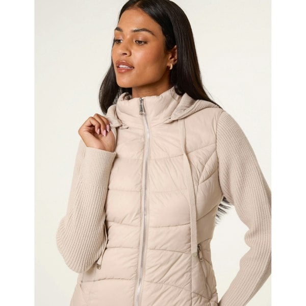 Blue Vanilla Knitted Sleeve Puffer Jacket