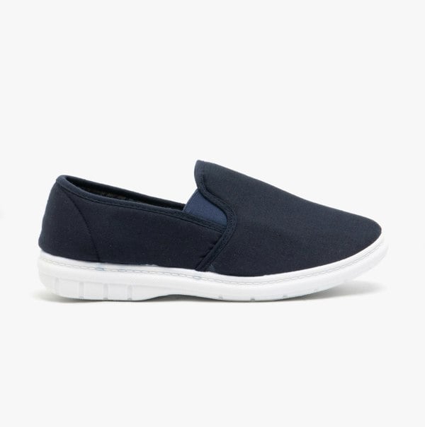 Scimitar LOUIE Mens Twin Gusset Casual Canvas Trainers Navy