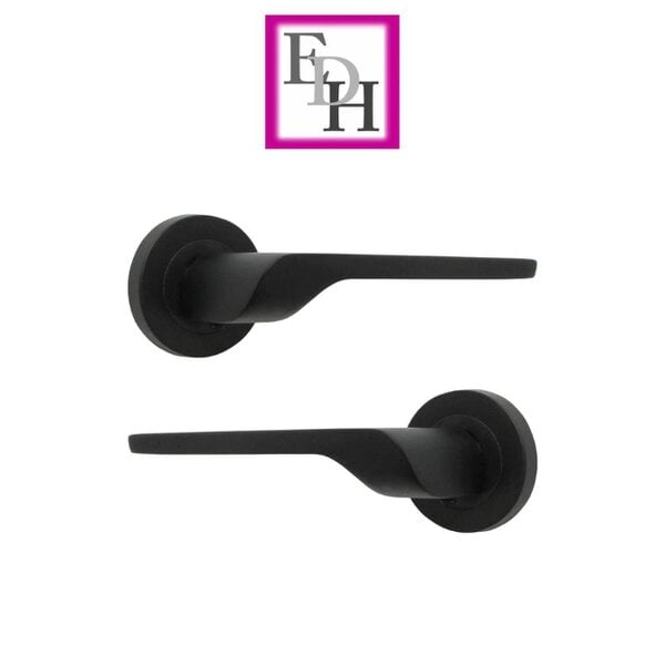 EDH Door Hardware Modern Matt Black Door Handles Internal - Uno-2 Lever Latch On Rose