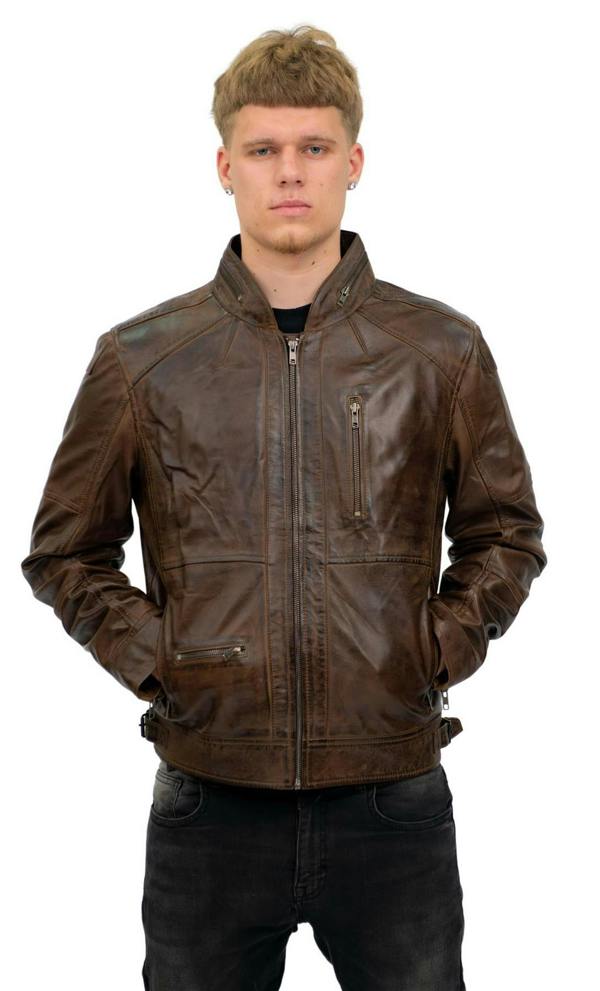 Infinity Leather Mens Retro Biker Leather Jacket-Sydney