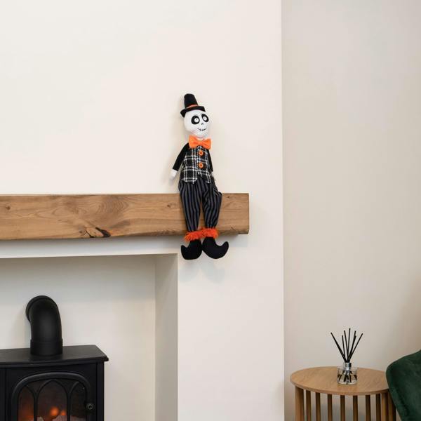 Samuel Alexander 60cm Mr Bones Seated Halloween Decoration with Dangly Legs