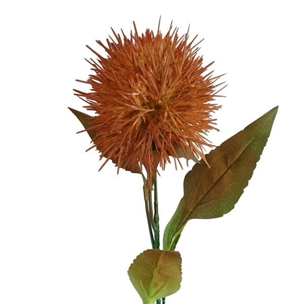 Leaf Pack of 6 x 70cm Globe Thistle Yellow Ball Artificial Flower Stem