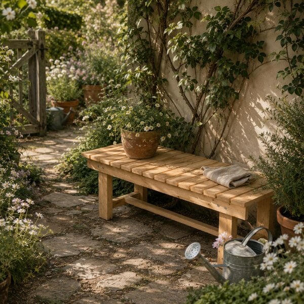 Wyld Haus Nika Fir Wood Natural 2 Seater Indoor Outdoor Garden Bench 110 x 38 x 35 cm