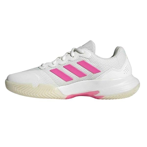 Adidas Womens/Ladies GameCourt 2.0 3 Stripes Tennis Shoes - White/Pink/Black - 