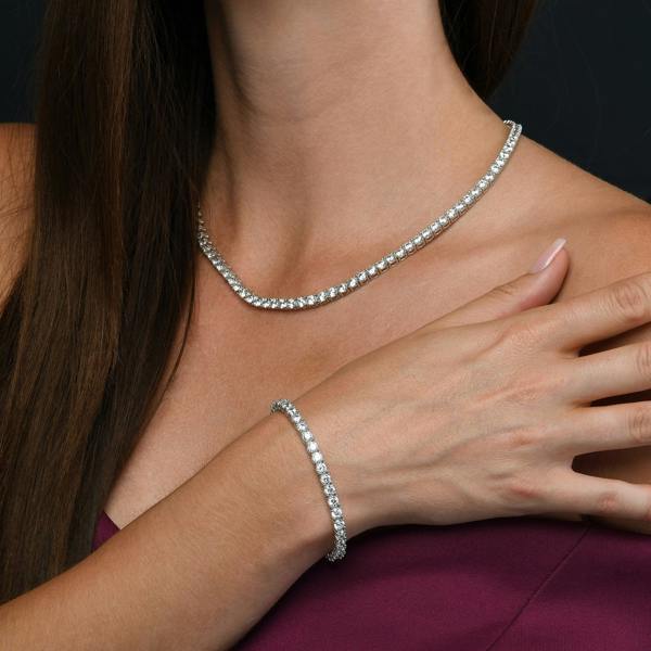 namana 925 Sterling Silver Tennis Bracelet For Women with 4mm Sparkling Cubic Zirconia