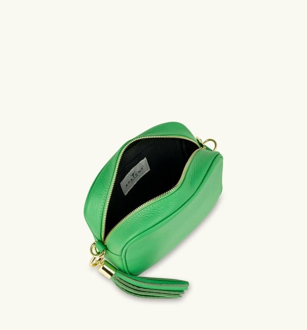 Apatchy London The Tassel Leather Crossbody Bag - Bottega Green