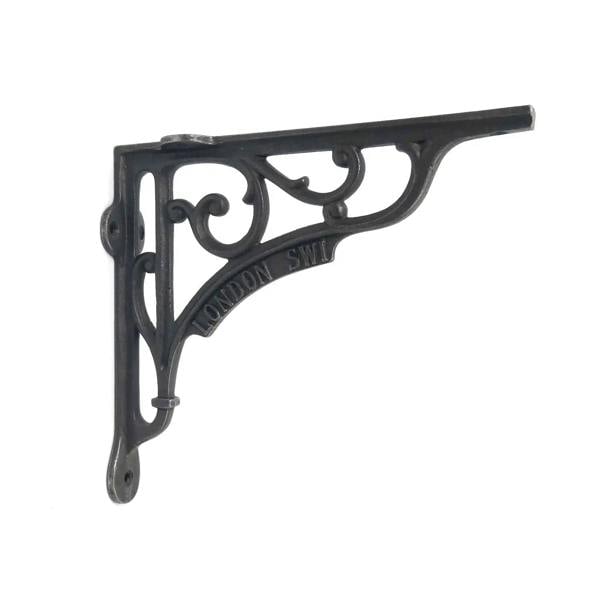 Pair of Antique Cast Iron London SW1 Shelf Brackets - 200mm x 180mm