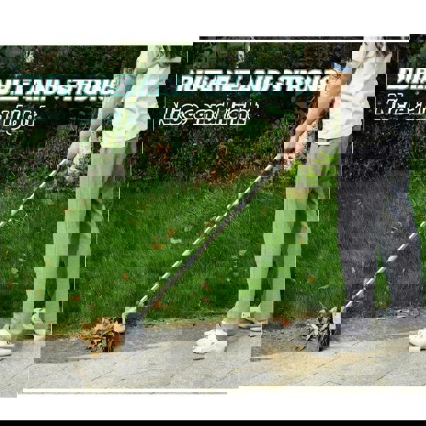 Gr8 Garden Heavy Duty Stainless Steel Broom with Handle Outdoor Garden Hard Bristle Brush