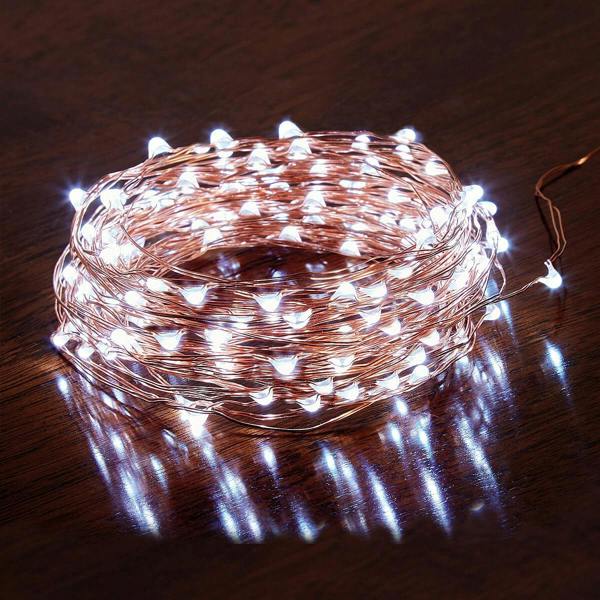 4m 40 LED Cool White Copper Wire Battery Operated String Lights image 1
