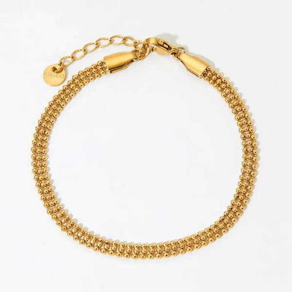 Elk & Bloom Triple Beaded Satellite Chain 14K Gold Link Bracelet